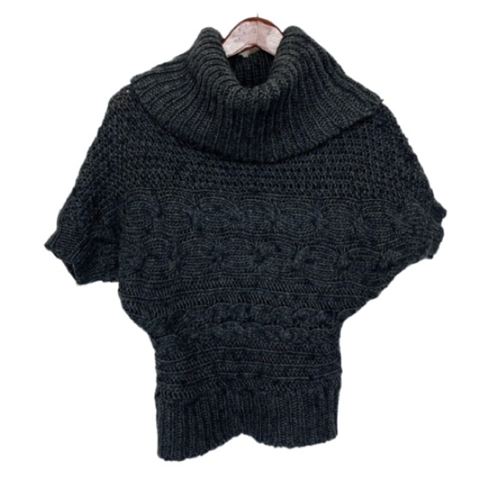 The Limited Wool Blend Cowl Neck Sweater Charcoal Black Cable Knit  XS